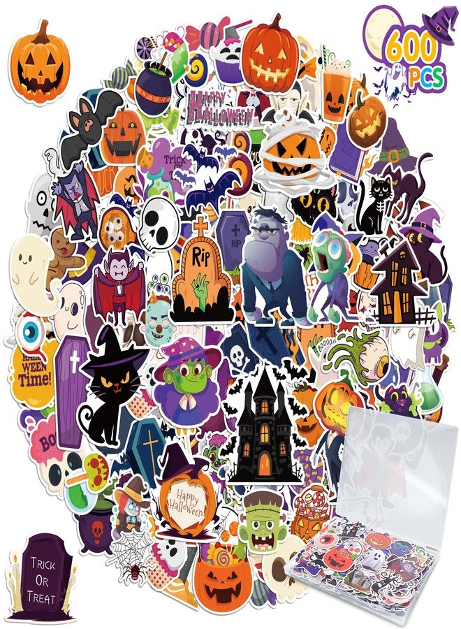 LINAYE 600PCS Halloween Stickers Non-Repeating Waterproof, Adhesive Vinyl Cute Stickers Pack for Kids, Halloween Party Favors Gifts for Boys Girls - Image 1